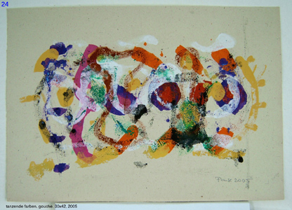 Tanzende Farben, Gouache, 30x42, 2005